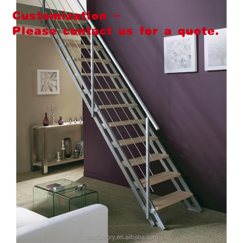 custom.Simple Steel and Wood Stairs, Attic Stairs, Drawing Fence, L-502