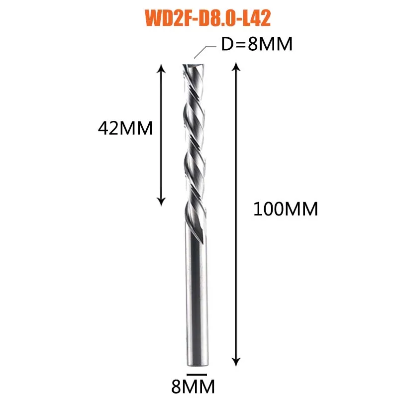 Dreanique 1 st Vhm Frees 3.175 4 6 8mm 2 Fluit Spiraal Router Bit Carbide Frees Hout MDF Down cut