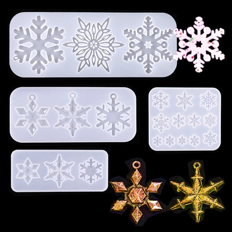 

Christmas Hollow Snowflake Ornament Silicone Mold Soft Clear Mould Resin Craft Winter Embellishment DIY Pendants Jewelry Making