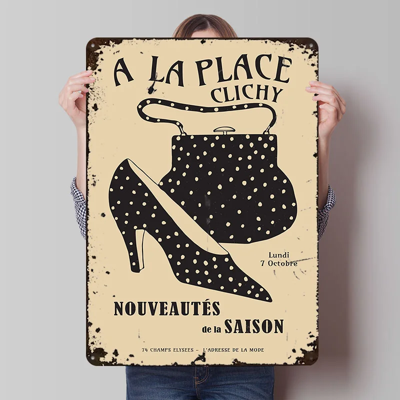 Vintage Mode-Werbeposter Individualisierte Vintage Metallschilder Wandkunst Retro Blechschild für Schlafzimmerdekoration Raumzubehör Haus