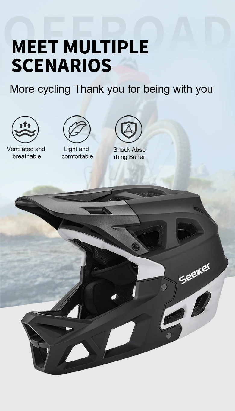 Seeker Mountainbike Vollvisierhelm, Ultimatives Belüftungsdesign, Komfortabler Sitz, EPS-Polsterung, MTB Downhill Sicherheitshelm – Detail 7