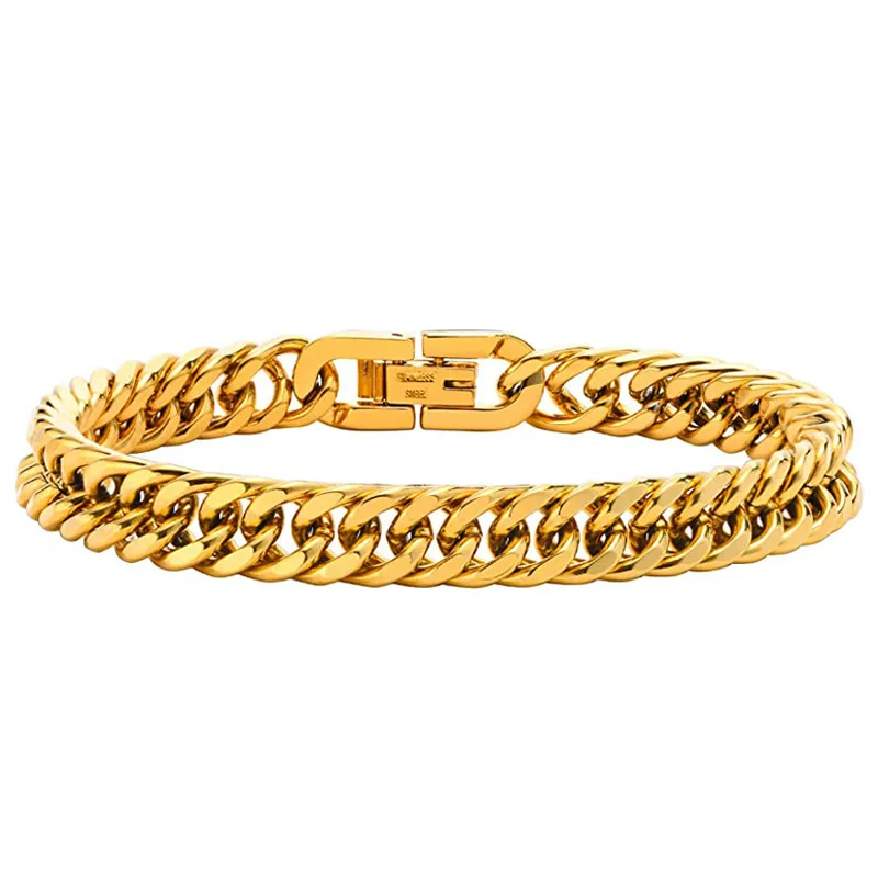 jewelry men bracelet  Cuban Chain Men Bracelet Classic Stainless Steel Width Chain Bracelet For Men Women Jewelry Gift