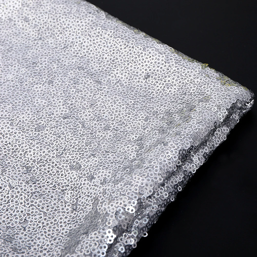 

Silver 3mm Shiny Sequin Fabric Durable Material for Dress Curtain Backdrop Headband Sequin Costume Fabric
