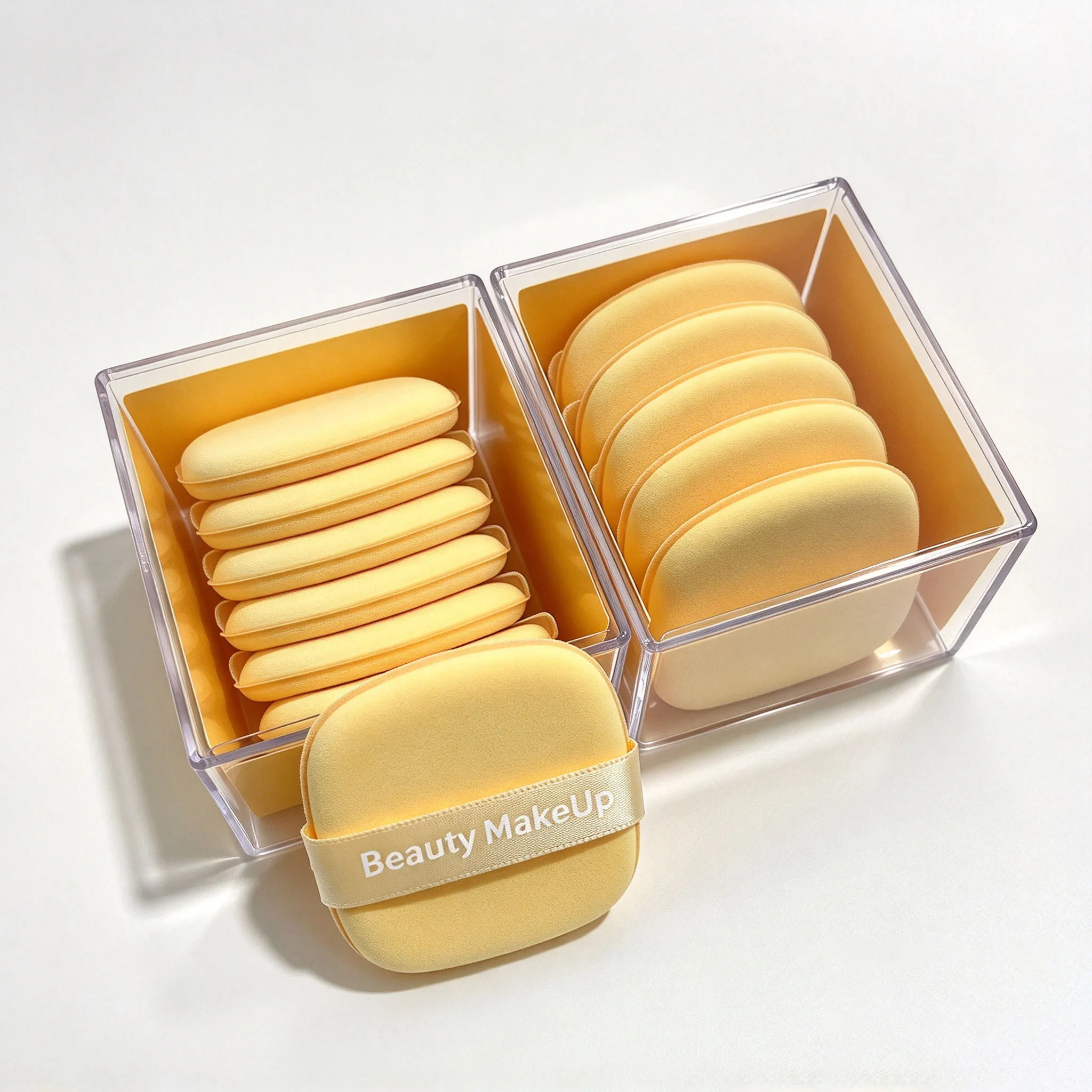 Air Cushion Makeup Puff 6 Pack Foundation Sponge Wet Dry Use Expands When Wet Soft Bouncy Low Powder Absorption Storage Case