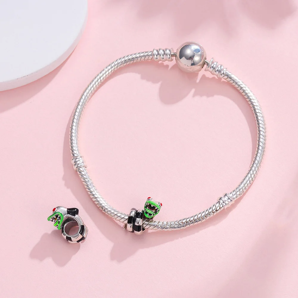 Neuer Anhänger aus 925er Sterlingsilber mit Sandwurm-Perlen, Charms für die Schmuckherstellung, für originelle Armbänder, Damen-DIY-Halloween-Geschenke – Detail 4