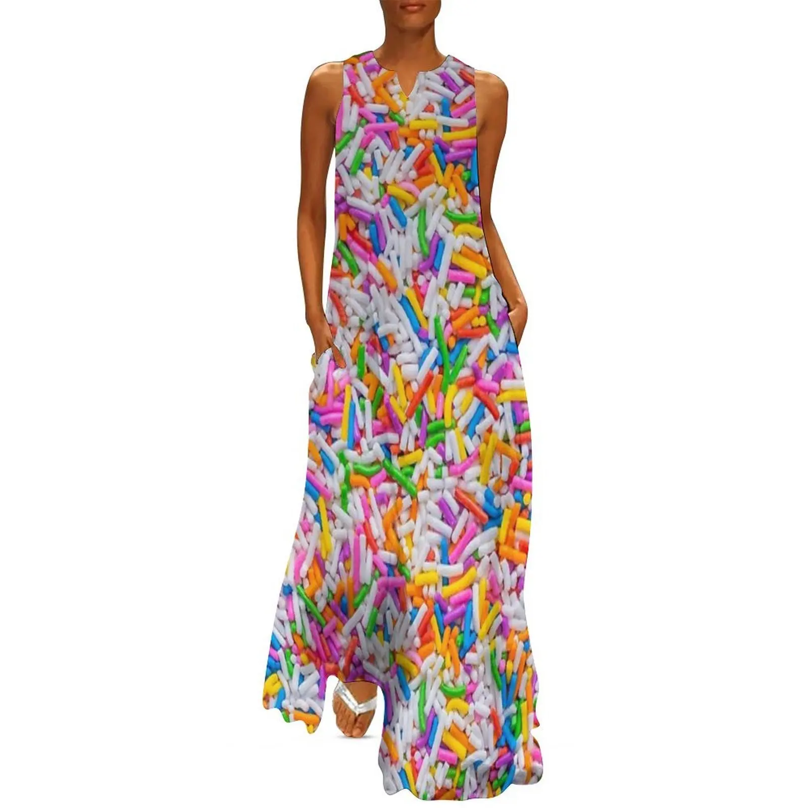 

Dessert Rainbow Sprinkles Photo Pattern Long Dress dress for women Dress women