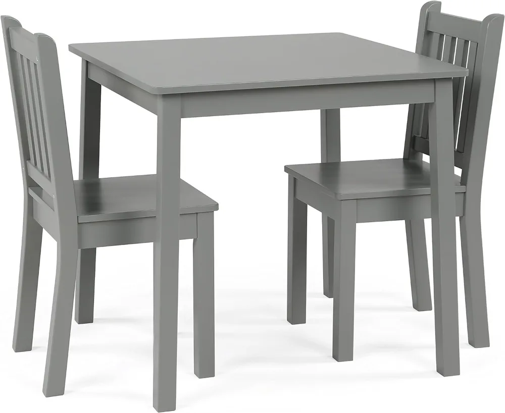 

Humble Crew, Study Table for Kids Grey Kids Wood Table and 2 Chairs Set, Square Children Table and Chair Set
