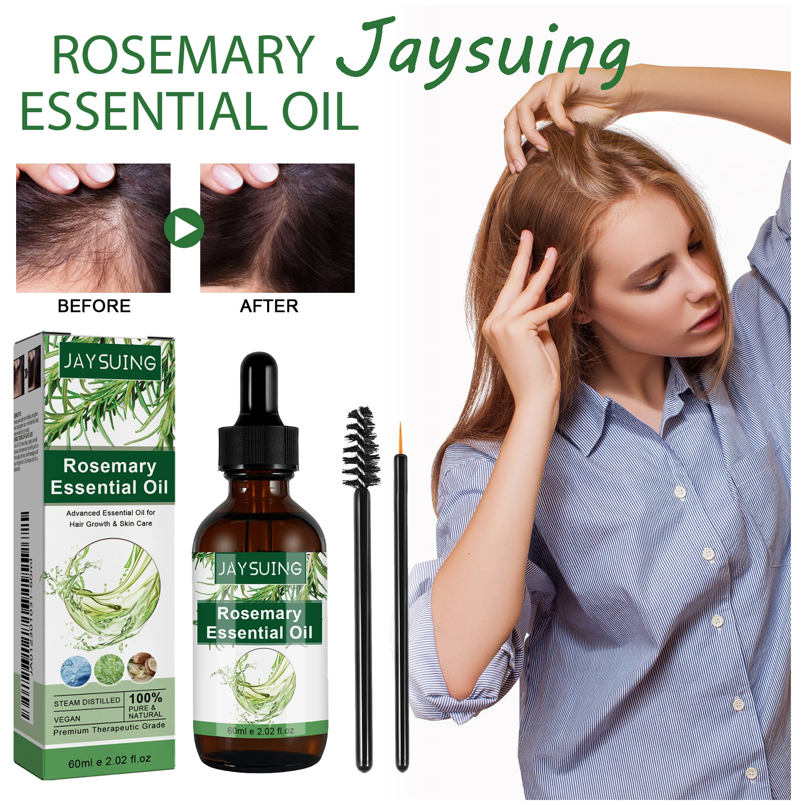 

Jaysuing Rosemary Essence Oil Nourishing Scalp Strengthening Hair Roots Reduce Dandruff Moisturizing Skin and Hair Care Essence