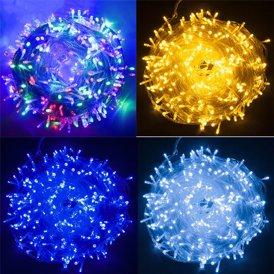 Ano novo 20m/30m/50m/100m led luzes da corda de fadas ao ar livre à prova dwaterproof água luzes do jardim para festa em casa casamento decoração natal