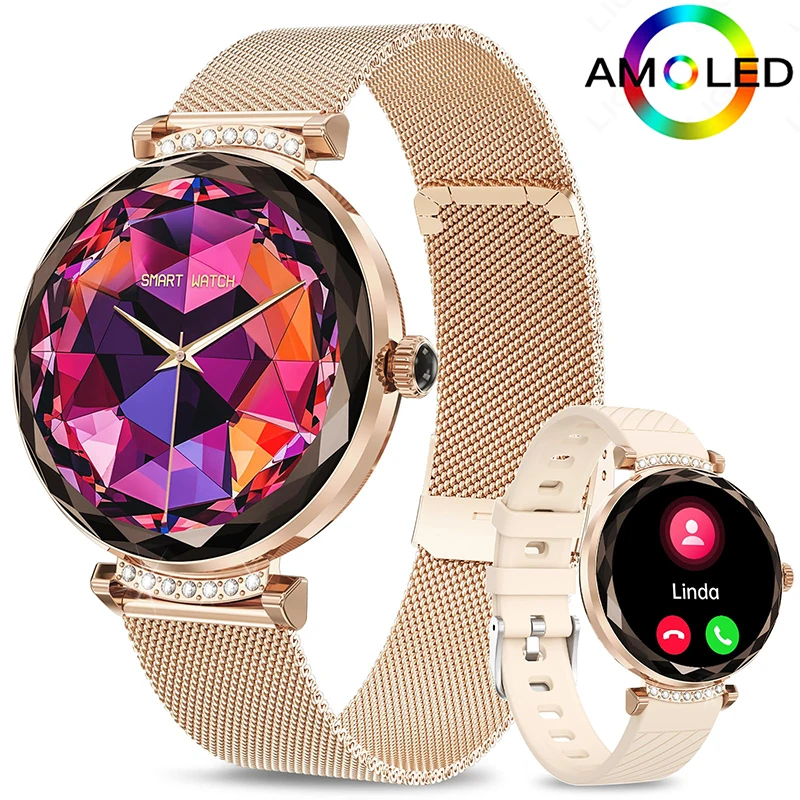 

Fashion Women Smart Watch for Android iOS AMOLED Screen Health Monitor Call Female Woman Sport Fitness Tracker Smartwatch Lady