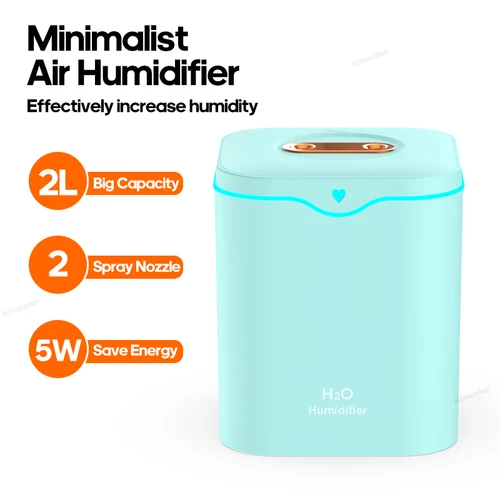 2L 대용량 USB 이중 스프레이 포트 공기 가습기 가정용 사일런트 아로마 디퓨저 쿨 미스트 메이커 룸 오피스용 정제기 2L Large Capacity USB Double Spray Port Air Humidifiers Household Silent Aroma Diffuser Cool Mist Maker Purifier for Room Office 