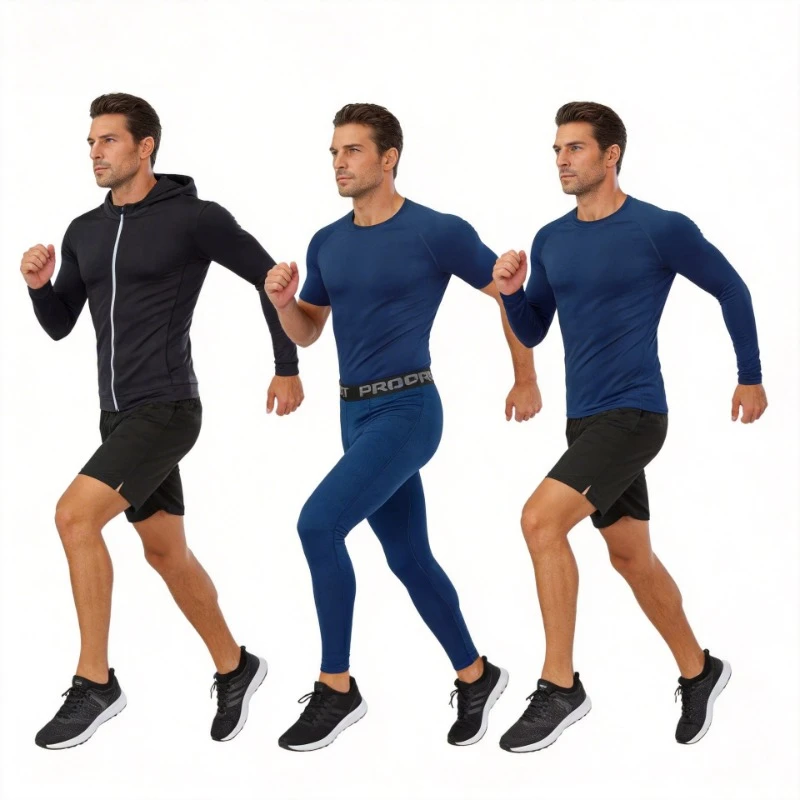 Premium 2026 Spring Men Running Sets 5 PCS Plus Size Windproof Breathable Tracksuit For Outdoor Jogging Travel Hiking Activities