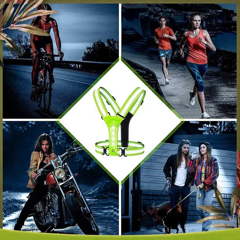 A08P-3X LED Reflective Running Vest,Adjustable Elastic Running Safety Gear LED Light Up Vest Perfect For Running,Cycling