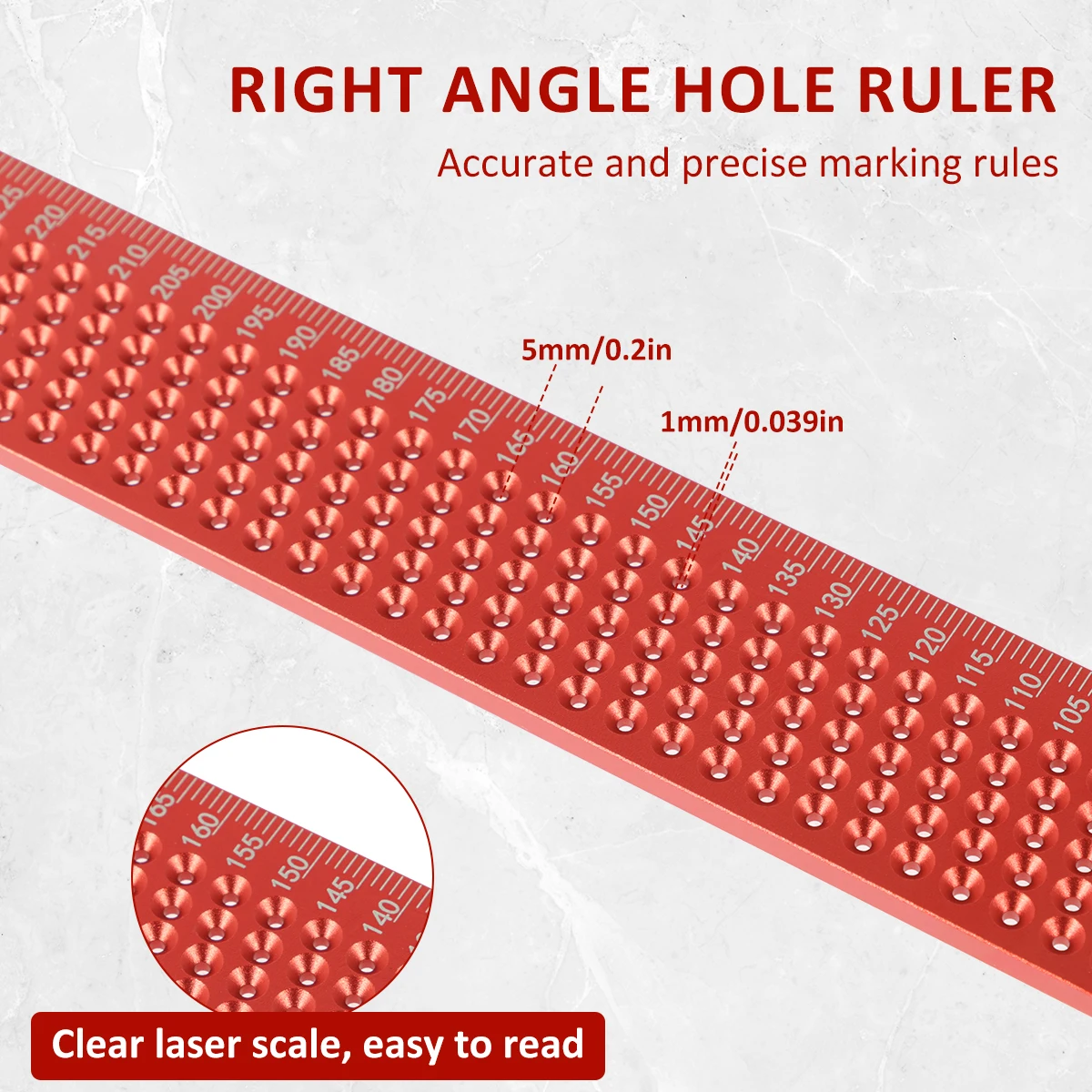 L-Type Hole Ruler Precise Scriber Measuring Tool Aluminum Alloy Right Angle Line Gauge Scriber Hole Positioning Marking Ruler