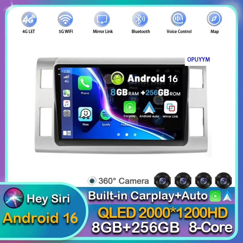 Android 16 Carplay Auto Car Radio For Toyota Previa 3 III XR50 Estima 2006-2019 Multimedia GPS Player Stereo 2din DSP Head Unit