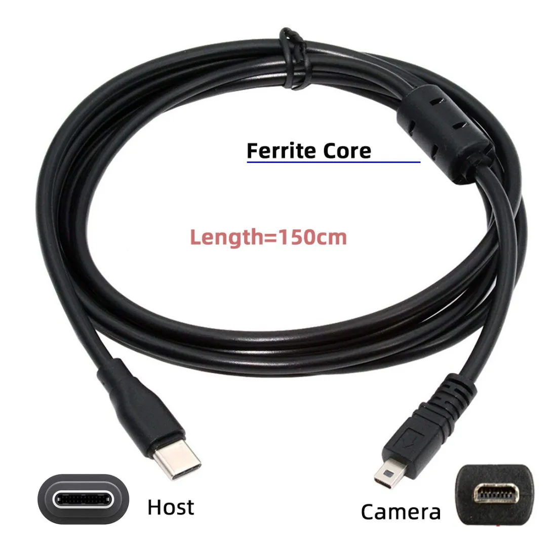 CableCC Type-C USB-C Host to Mini 8P Camera Data Power Cable for Coolpix DSC-W DMC-S EX-Z UC-E6 UC-E16 UC-E17 1.5m