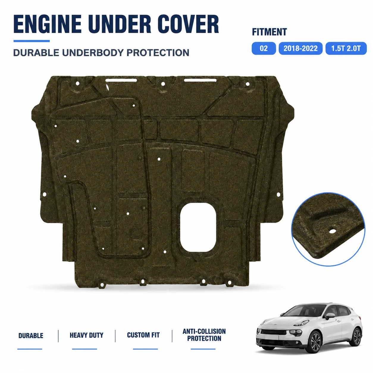 Engine Skid Plate For Lynk&Co 02 2018-2022 1.5T 2.0T Heavy Duty Underbody Protection Anti Collision Design Custom Fit
