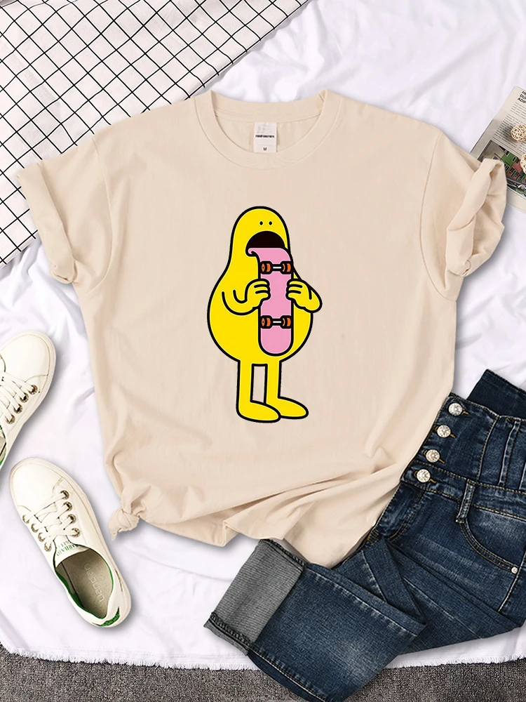 Cartoon Man Spitting Skateboard Tshirt Women Casual Breathable T Shirt Harajuku Summer Clothes Casual O-Neck T Shirts Female