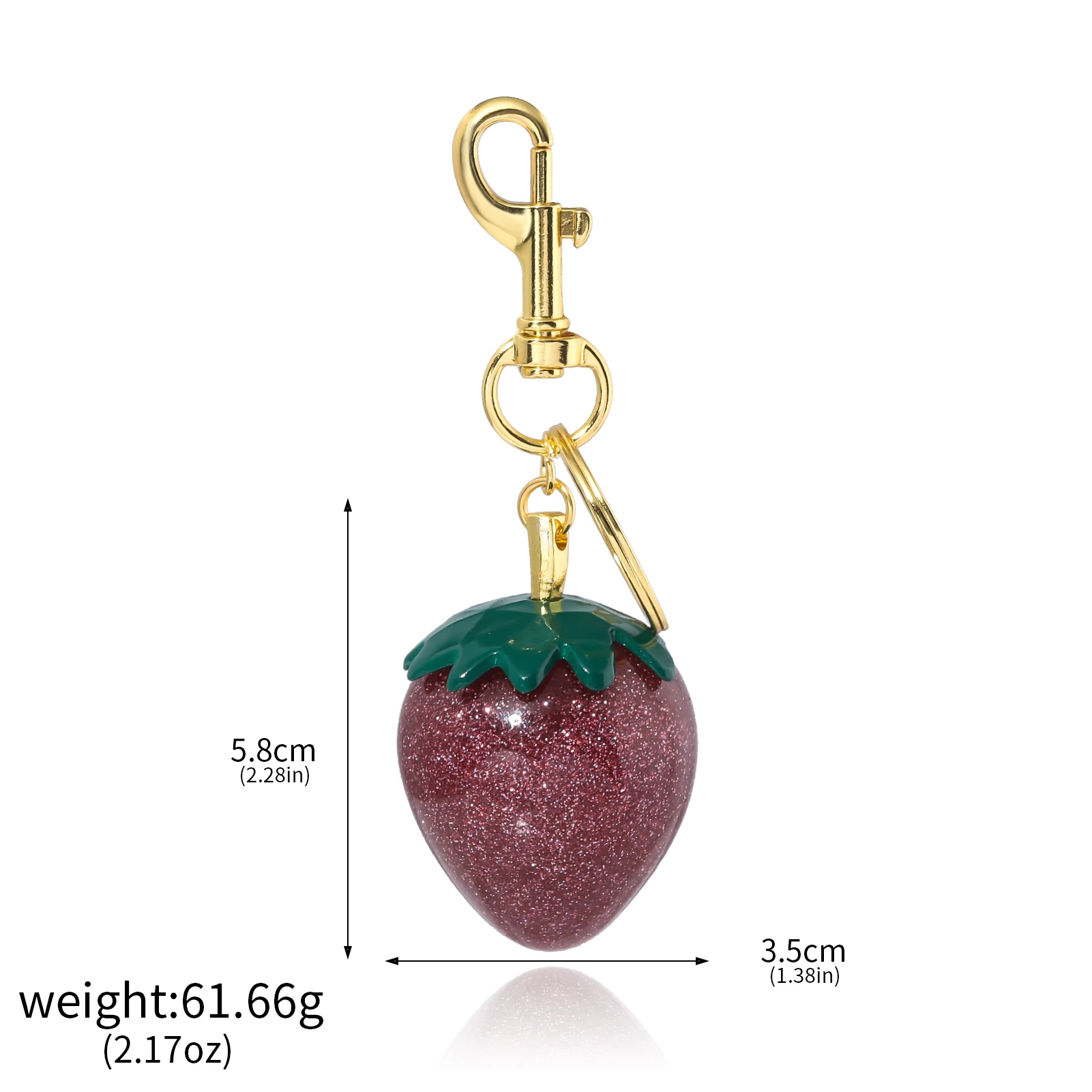 Glitter Strawberry Bag Charm Keychain Exquisite Red Crystal Cherry Apple Key Chain for Women Bag Purse Pendant Accessories Gift view 6