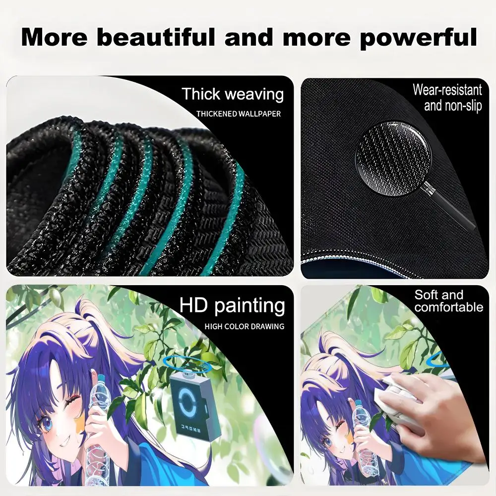 لوحة ماوس الألعاب جهاز كمبيوتر شخصي ممتدة لسطح المكتب ماوس حصيرة الكمبيوتر المحمول Kawaii Mousepad Anime Girl الأزرق الأرشيف Yuuka لوحة المفاتيح #6