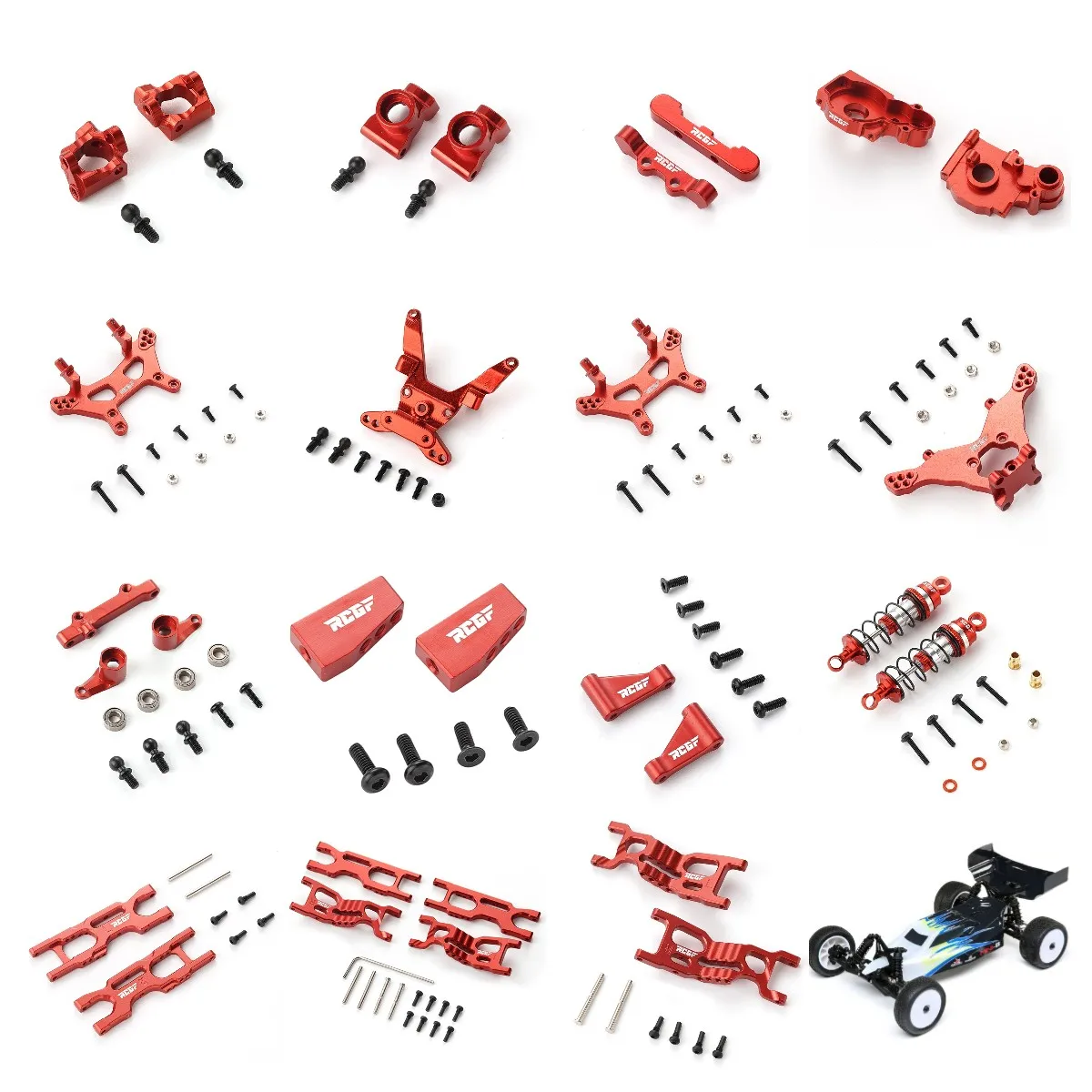 

RCGOFOLLOW Aluminum Steering Knuckle Suspension Arms Set for RC Crawler Car LOSI 1/16 Mini-B Mini-T 2WD Buggy Truck Upgrade Part