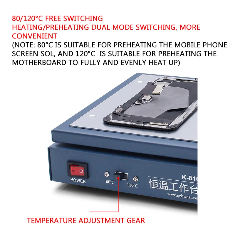 Imagem -06 - Máquina de Separação de Tela de Telefone Móvel Plataforma de Aquecimento de Temperatura Constante Estação de Desoldering de Placa Quente Elétrica K816