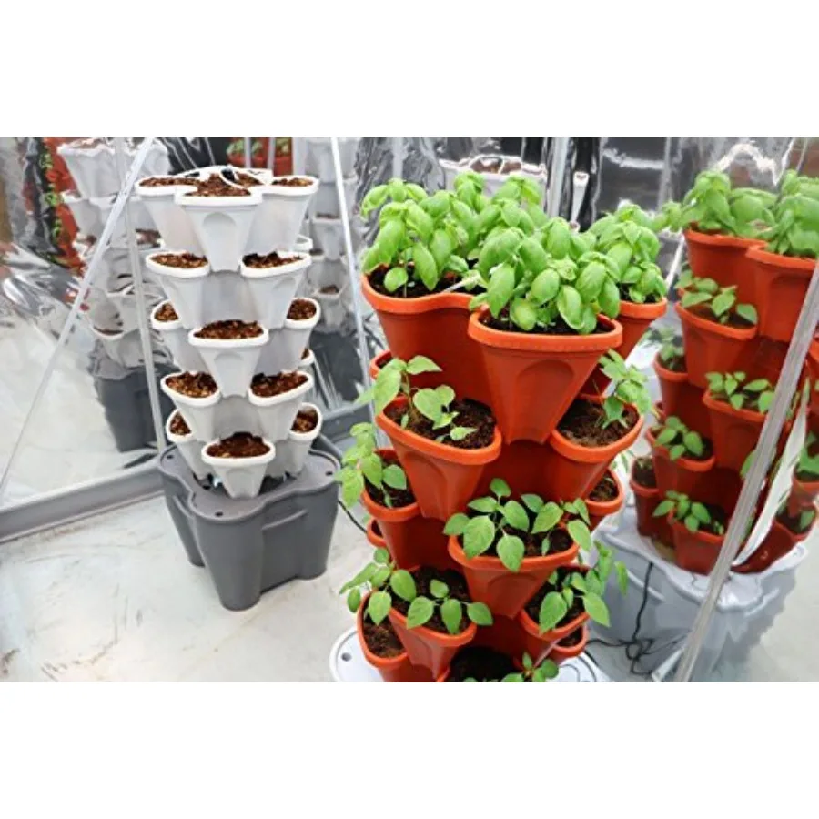 Smart Farm automatic self-watering garden for year-round fresh food growth anywhere; terracotta vertical tower system compatibl