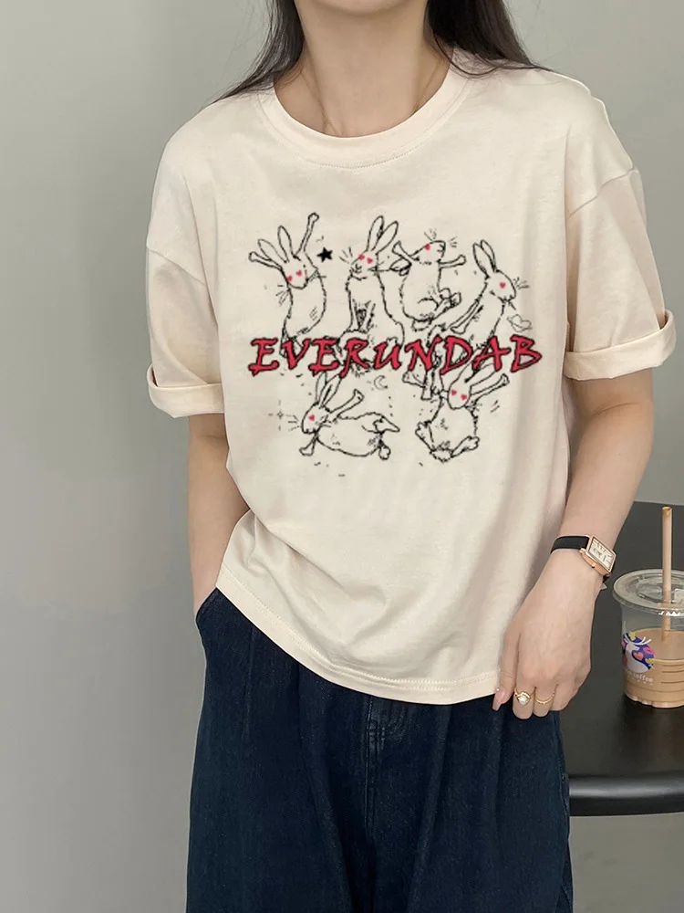 

Хлопковая футболка с коротким рукавом, с принтом кролика