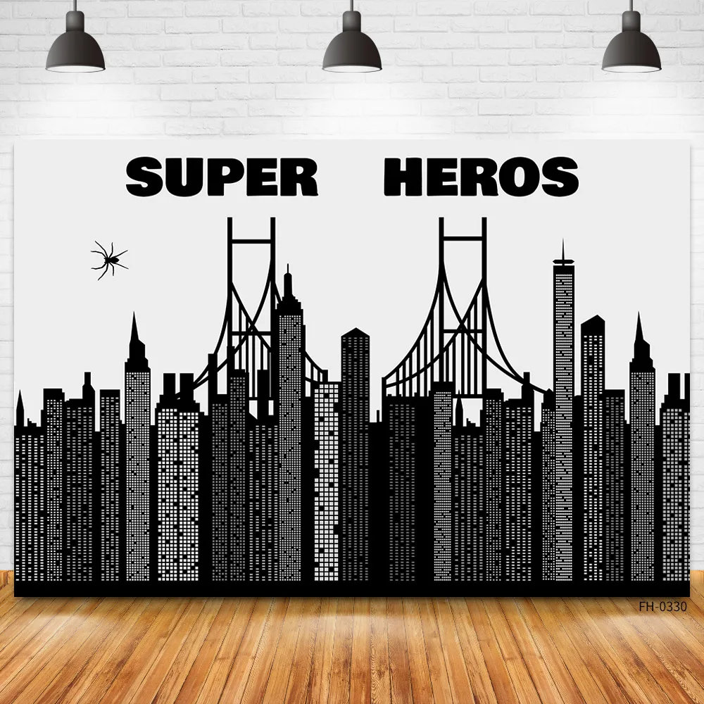 

Superhero Cityscape City Buildings Backdrops Child Christening Decoration Birthday Party Baby Photophone Photography Backgrounds