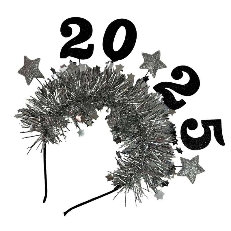 Glittering 2025 Star Celebration Headband Fashion Headwear Fabric Celebration Head Ornament for Holiday Parties Dropship