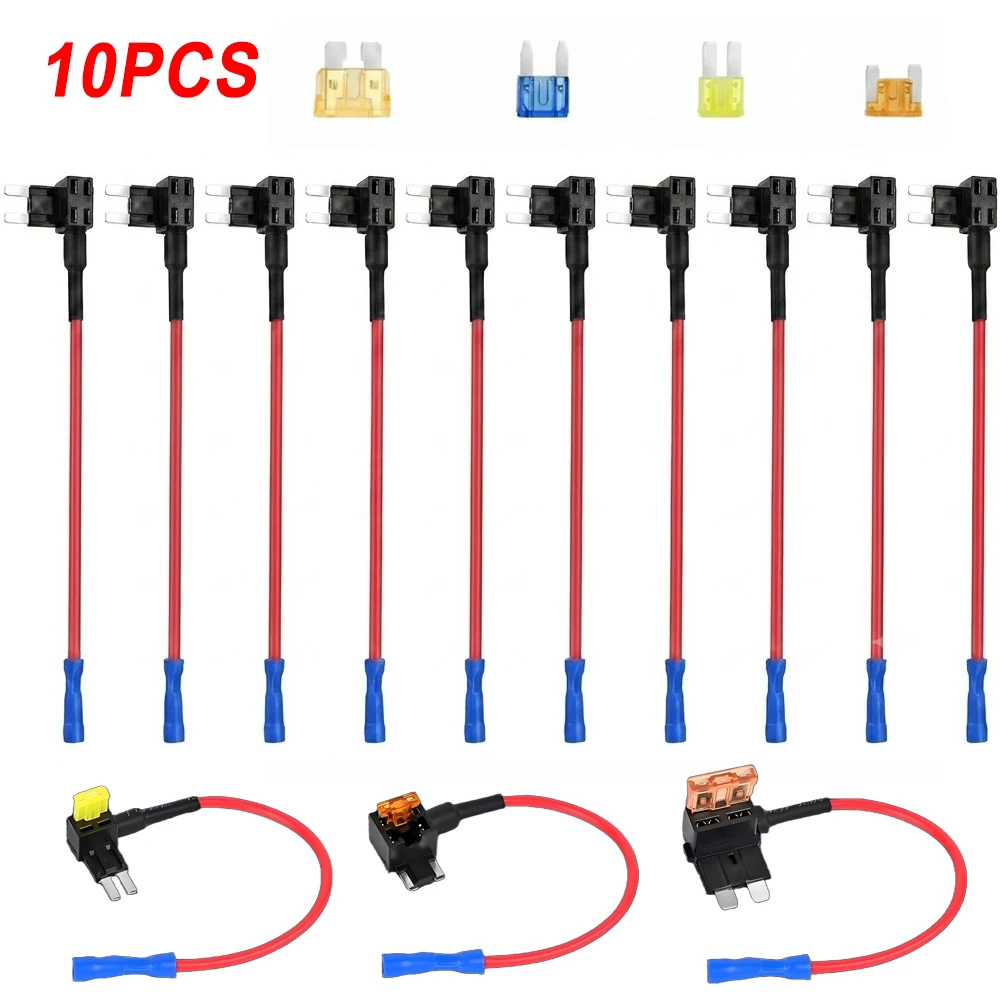 

10Pcs Add-a-Circuit Adapter Micro Mini Standard ATM Blade Fuse 12V Car Fuse Holder for Cars Vans MINI SMALL MEDIUM Size