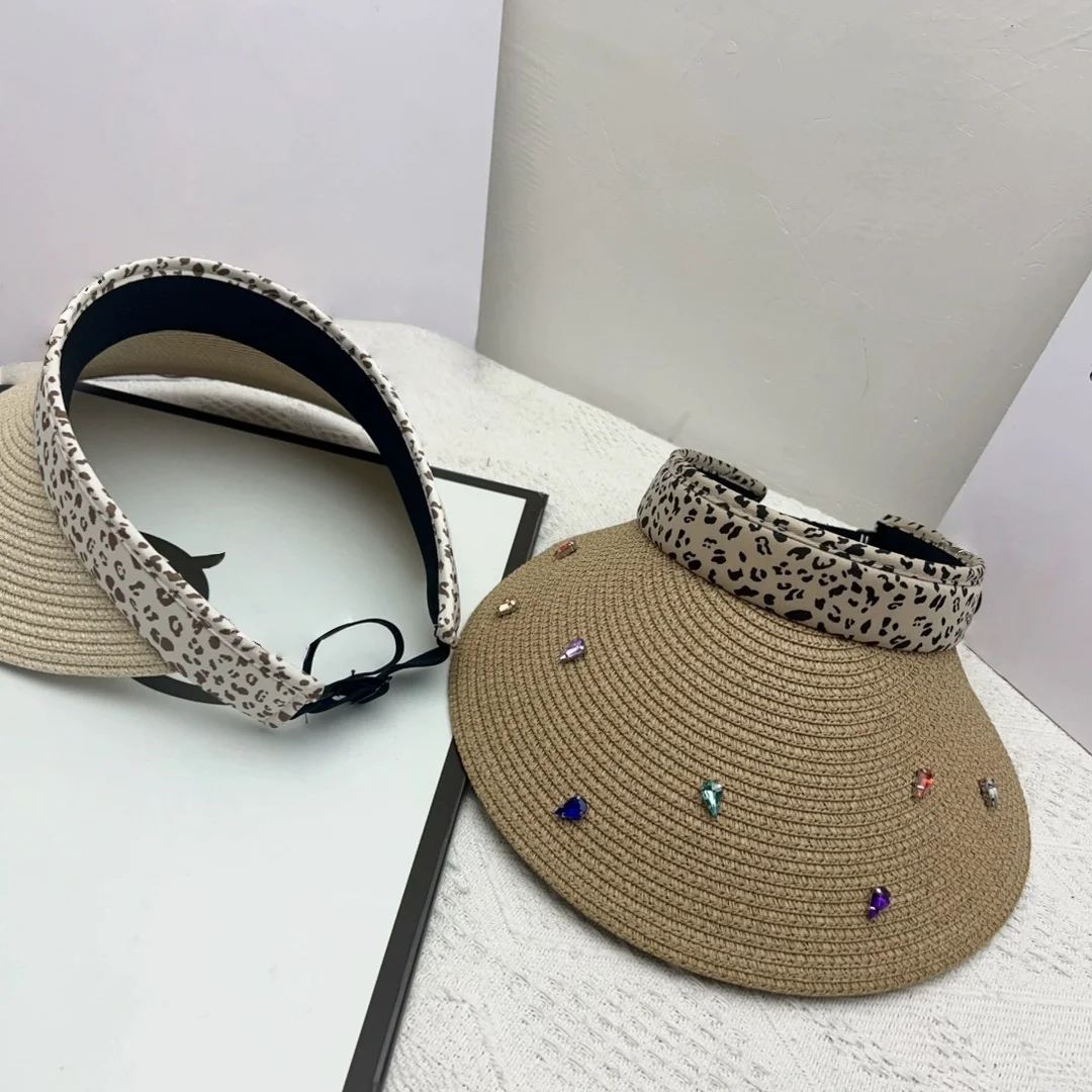 2026 Versatile Holiday-Style Small Leopard-Print Sun Hat: Simple Women’s Korean-Style Adjustable Open-Top Sun Hat