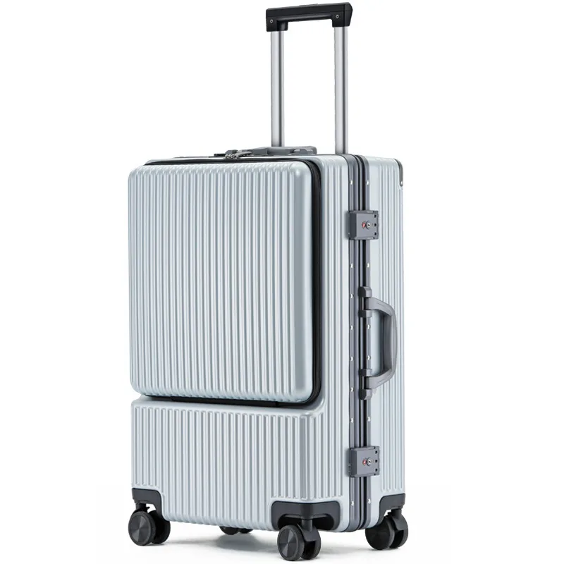 Aluminum frame luggage mute universal wheel trolley case large capacity zipper password hard suitcase