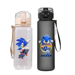 530/560ML Anime Cartoon Sonic The Hedgehog Water Bottle with Time Marker Portable Reusable Plastic Cups Summer Water Cup