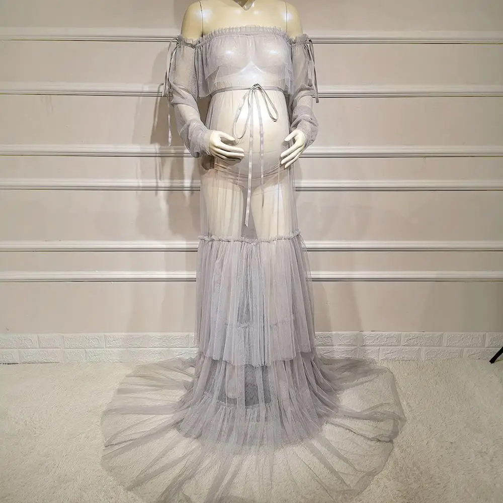 فستان دون وجودي من التول لاستحمام الطفل قطعتين للمرأة الحامل للتصوير الفوتوغرافي لالتقاط الصور