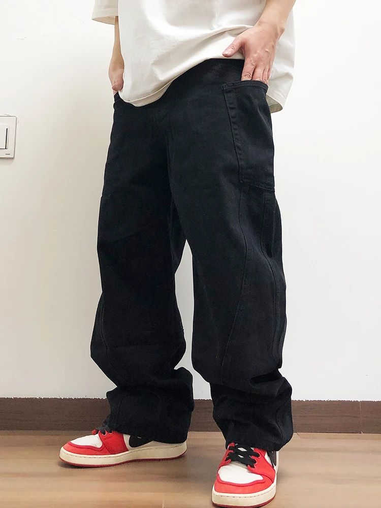 Широкие джинсовые брюки в стиле ретро, американские весенне-осенние широкие джинсы с большими кетами, повседневные свободные джинсы с индивидуальным дизайном для подростков