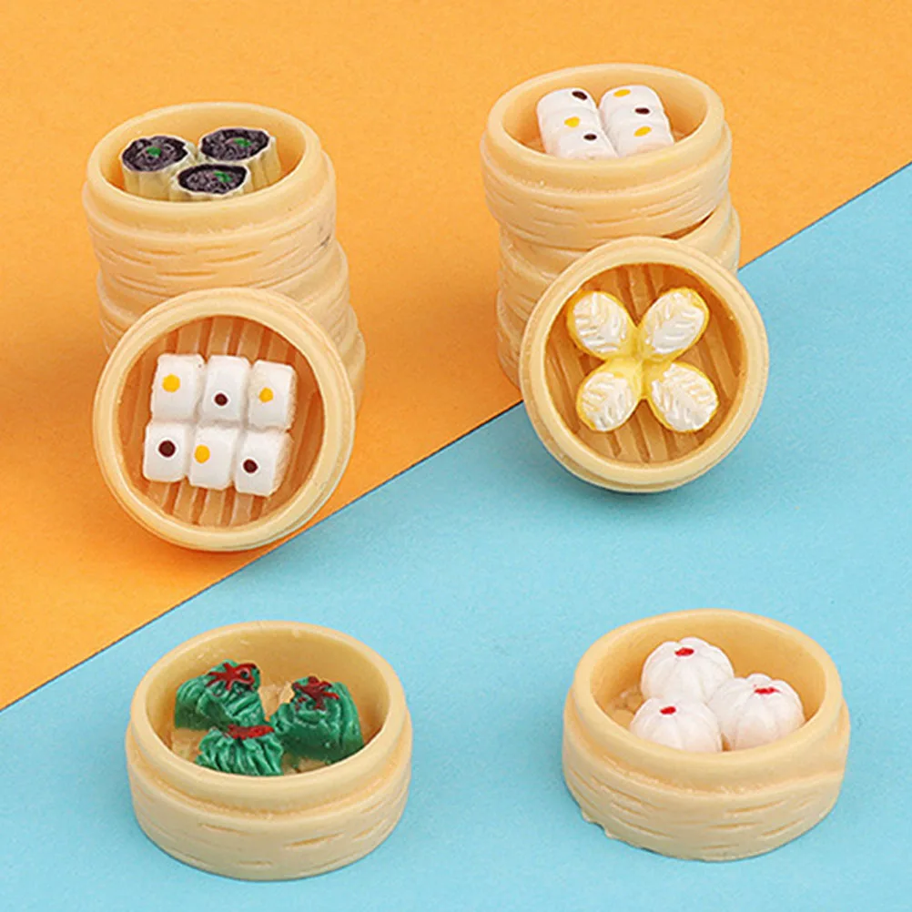 6 pçs ornamentos de vapor simulado mini brinquedos de comida miniaturas estatuetas cozinhar artificial