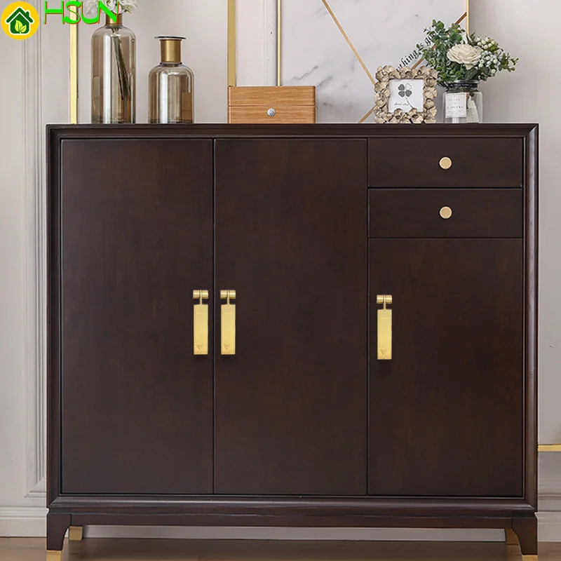 Pure copper handle cabinet door drawer cabinet door handle new Chinese wardrobe gold handle all copper single hole light luxury
