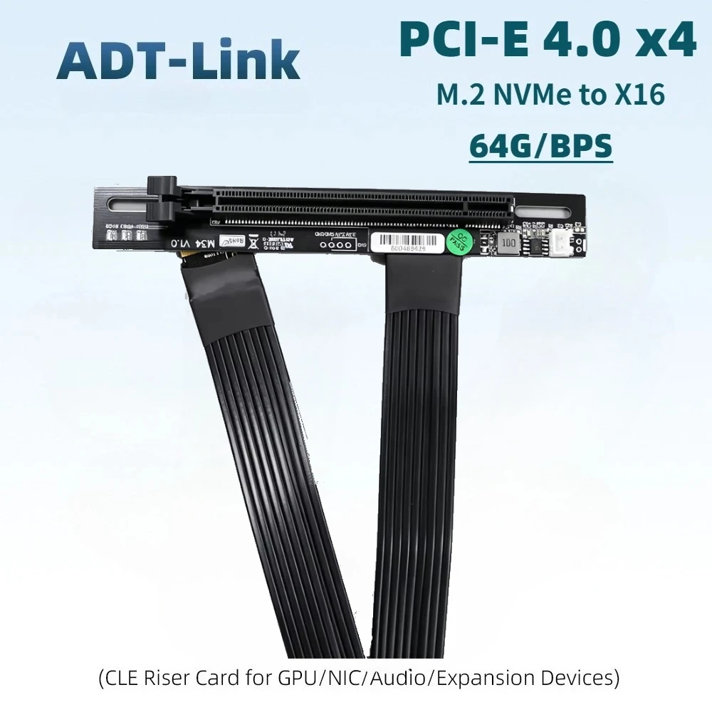 M.2 For NVMe Key M To PCI-E 4.0 x16 Graphics Card Extension Cord M.2 Turn 90 Angle 16x M.2 Riser Card Adapter GPU Cable DC Power