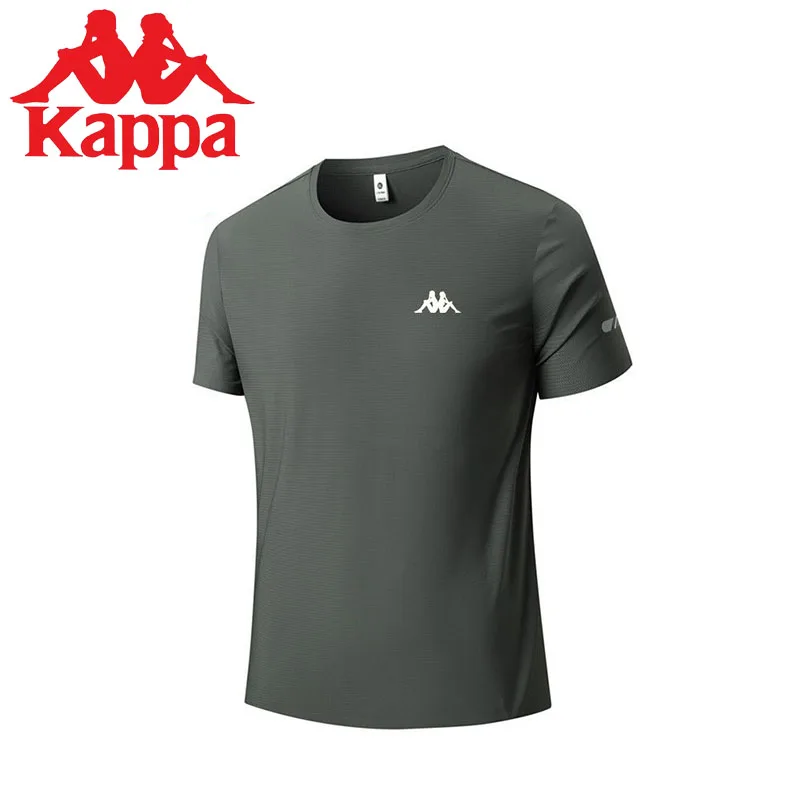 Kappa Summer Ice Silk Short-sleeved Cool Men's Fashion Brand Elastic Breathable Compression T-shirt High Quality Gym Sportswear