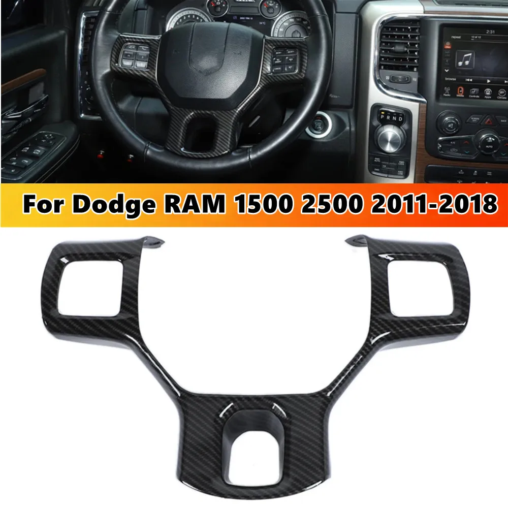 

Car Steering Wheel Trim Button Decoration Frame ABS Plastic Cover Sticker Interior Accessories For Dodge RAM 1500 2500 2011-2018