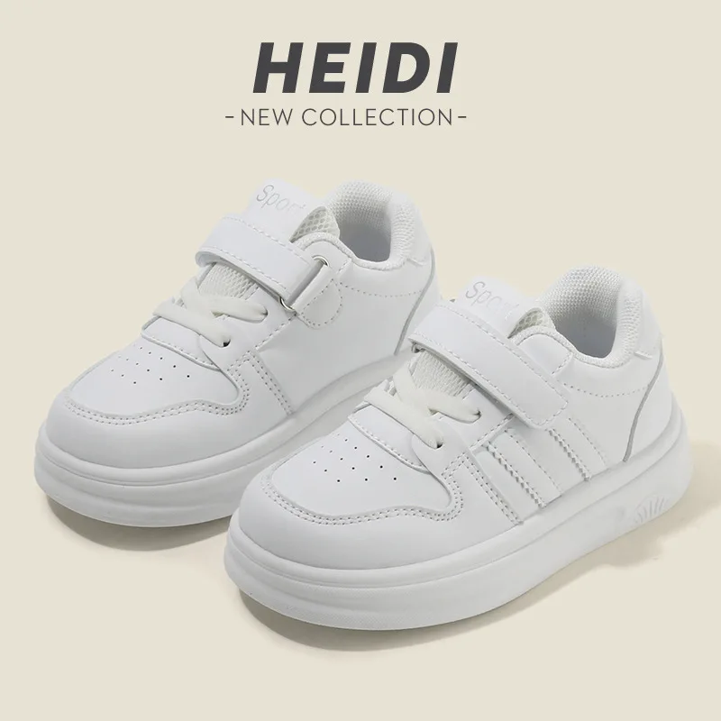 Children Spring Autumn White Shoes Boy Solid Color Sneaker Girl Lightweight Casual Soft Sole Breathable Non Skid Kid Board Shoes