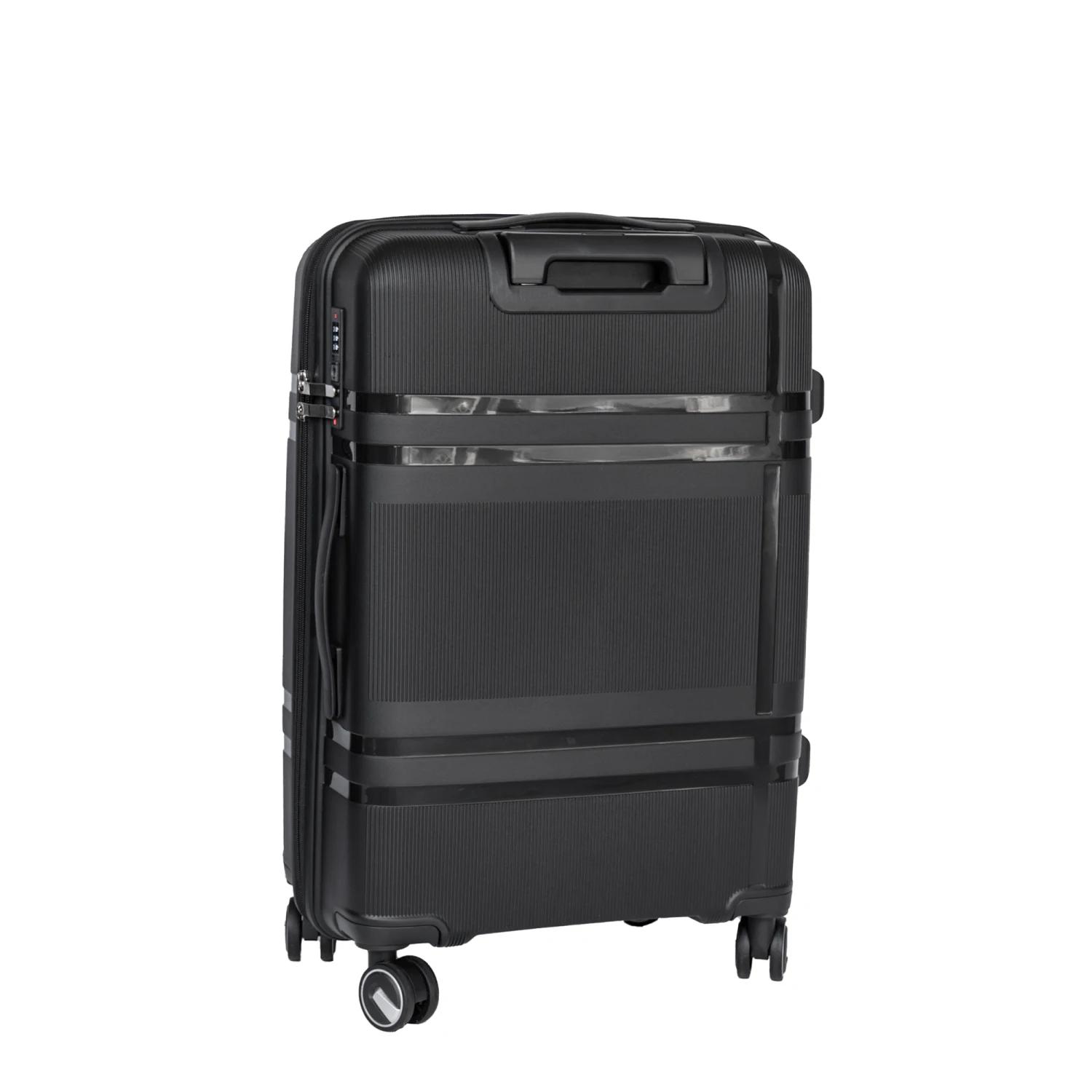 

3 Piece Luggage Sets PP Lightweight Suitcase with Two Hooks, Spinner Wheels, (20/24/28) BLACK