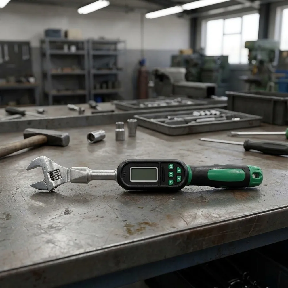 Digital Torque Wrench with 0-38mm Adjustable Open-End Head 290mm and 350mm Sizes Green Color Data Storage Function
