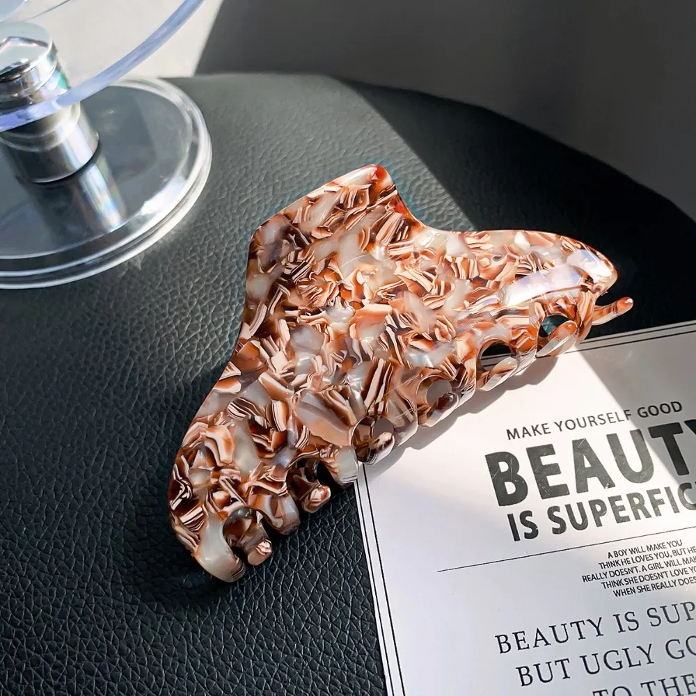 

Solid Color Fresh Acetate Hair Claw Hair Clip Shark Clip Printing Shark Clip Headwear Geometry Tortoiseshell Hair Claw Female