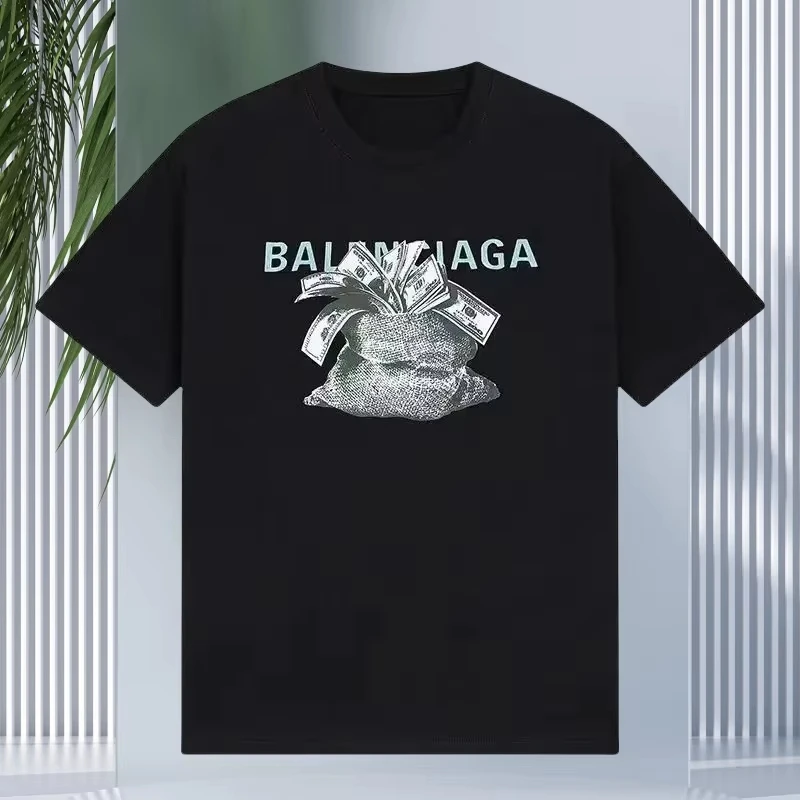 

Cotton Fashion Trendy Full Tape Explosion Printed T-shirt Cotton Loose Men's Casual Women's Versatile Short Sleeve T-shirt Tops