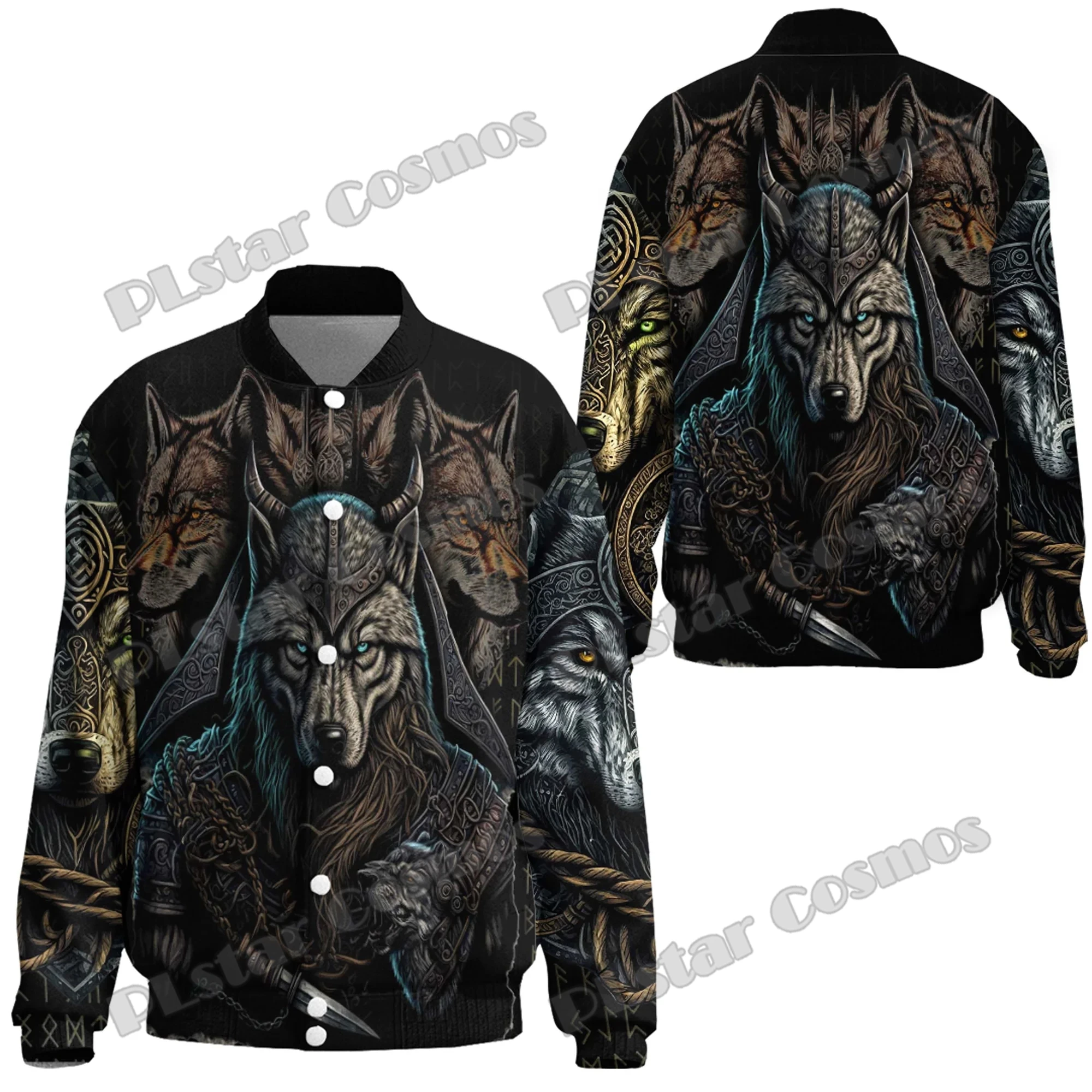 Wolf Warriors and Skull Tattoo 3D Printed Fashion Men's Baseball Varsity Jacket Unisex Casual Winter Baseball Jacket FX32