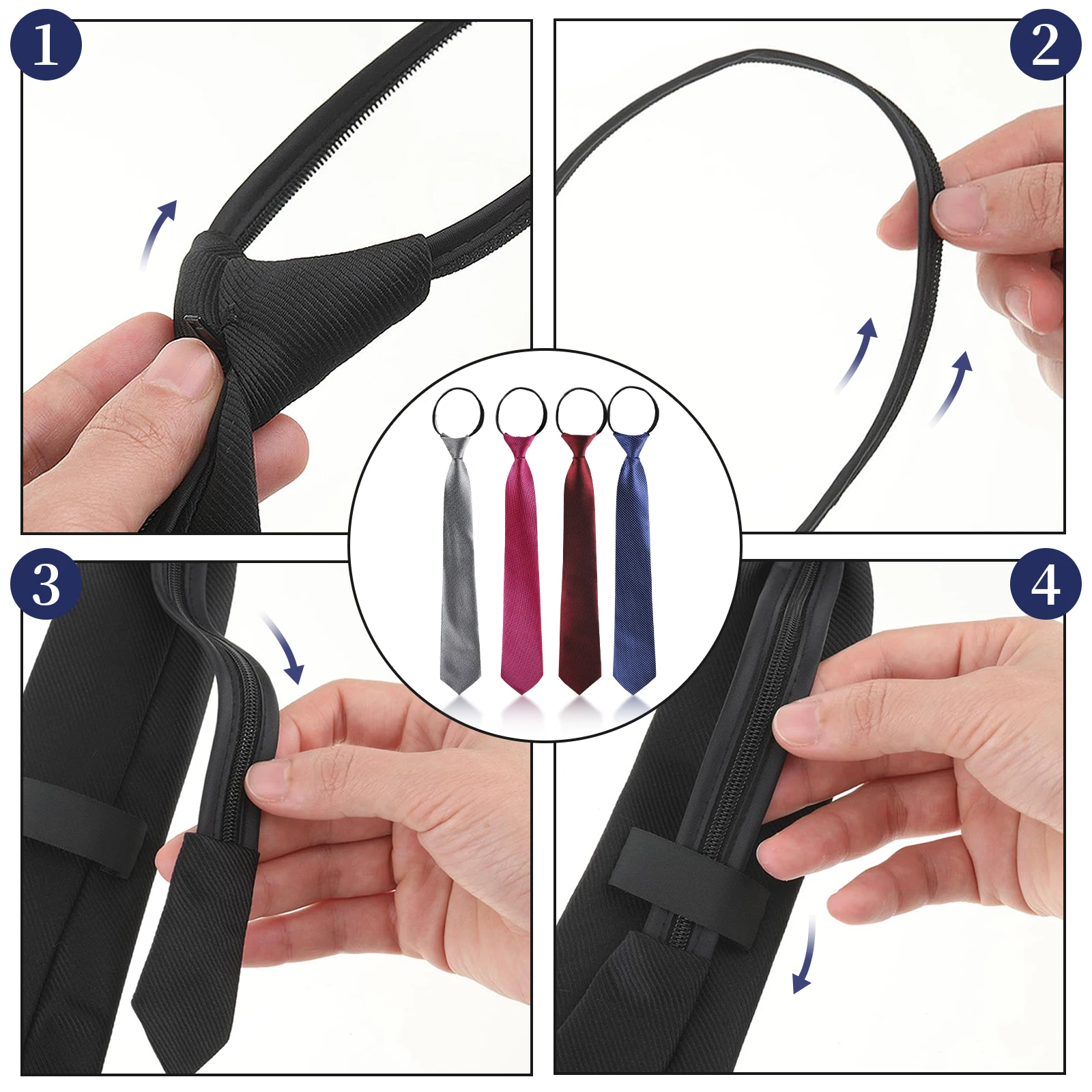 

Галстук-зиппер для мужчин, готовый к ношению, из ткани, стильный, удобный для повседневной носки, износостойкий, не мнется.