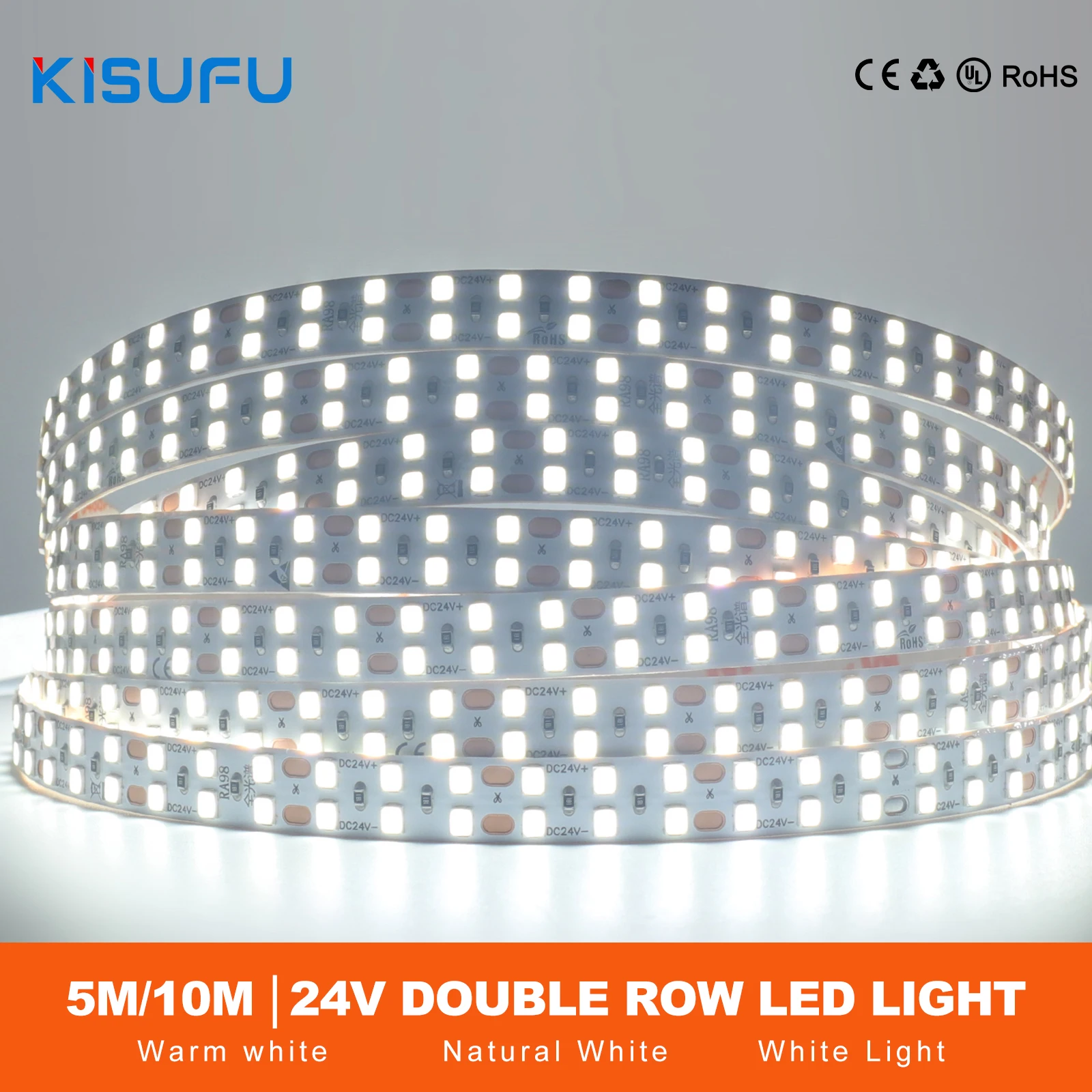 

5/10m RA98 240 LED Strip Light 24V 2835 Self-adhesive Tape Flexible LED Strip Super Bright 3000K 4000K 6000K Home Lighting