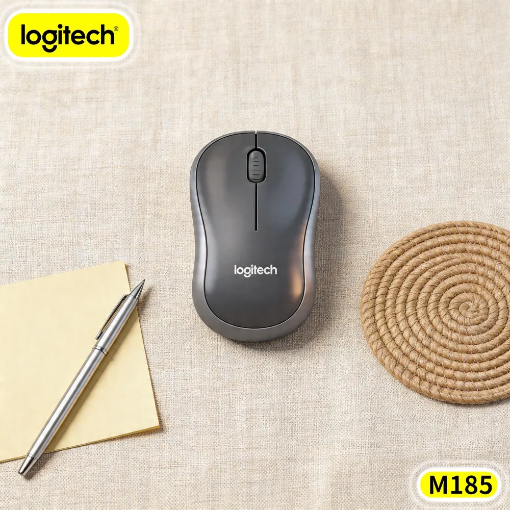 Logitech M185 Ergonomic Office PC Mouse Ambidextrous Design 10M Range 12-Month Battery Nano Receiver Multi-System Compatible Use